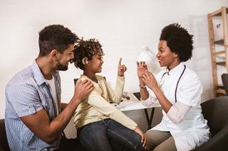 An evaluator evaluating a patient